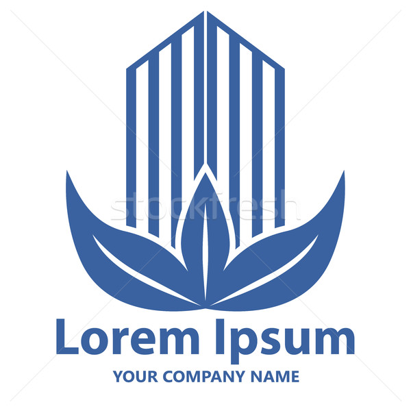 Abstract building with leaves emblem or logo design vector templ Stock photo © lenapix