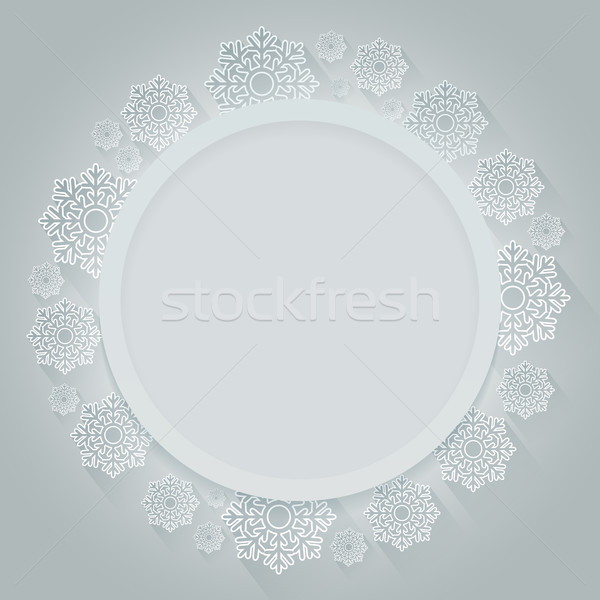 Christmas round frame decorated with white snowflakes Stock photo © lenapix