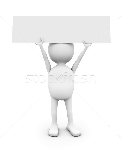 3D fehér férfi tart plakát üzlet papír Stock fotó © lenapix