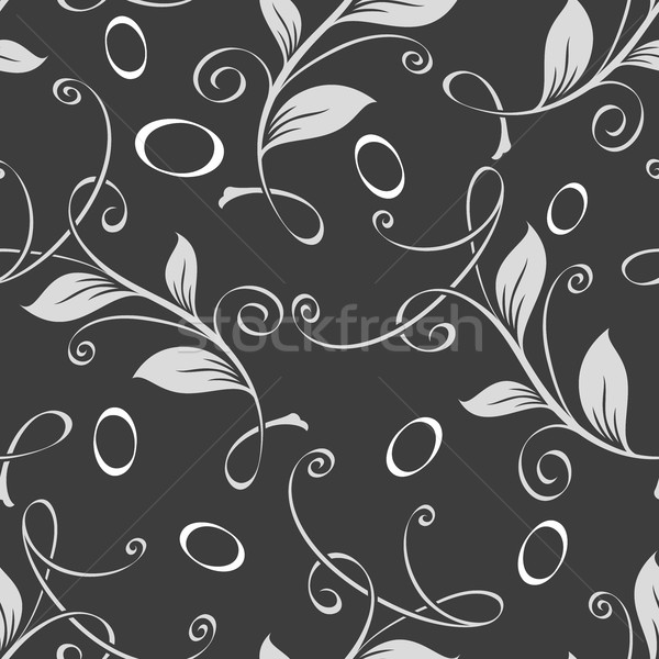 Seamless curly leaves monochrome vector pattern. Stock photo © lenapix