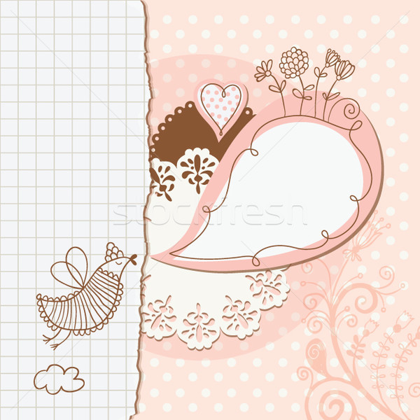 Stock photo: digital collage with floral elements,abstract background, scrapbook