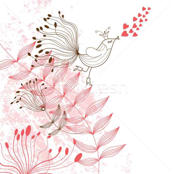 Kartkę z życzeniami charakter serca liści tle piękna Zdjęcia stock © Lenlis