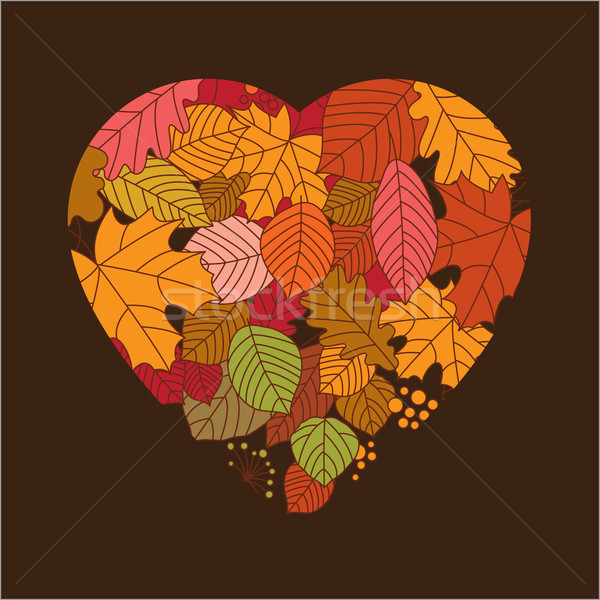 autumn leaves in form of heart Stock photo © Lenlis