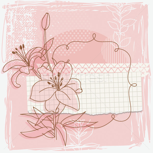 Stock photo: pink grunge background with floral elements