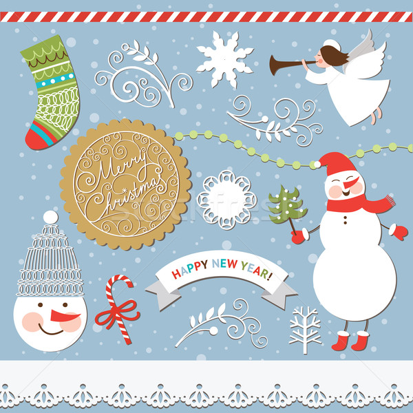 Set of Vintage Christmas and New Year's elements
 Stock photo © Lenlis