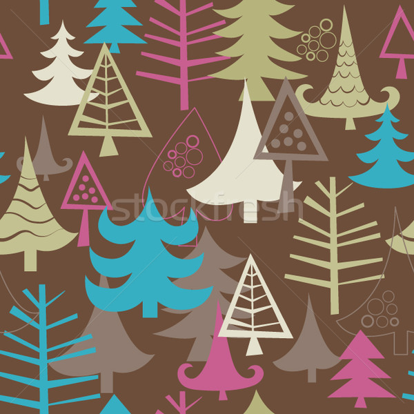 Foto stock: Sin · costura · Navidad · árbol · fondo · regalo · wallpaper
