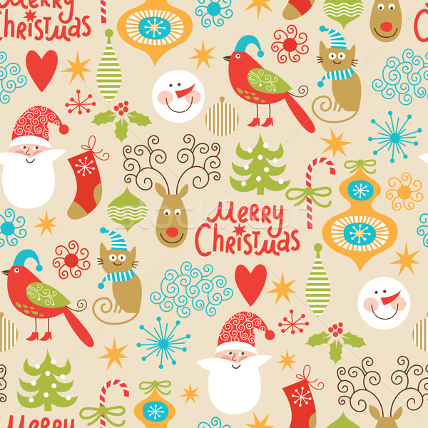 seamless background, Christmas and New Year's decorative elements Stock photo © Lenlis