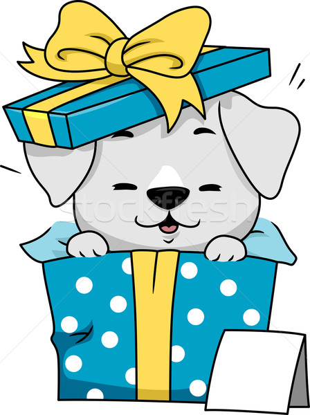 Stock fotó: Kutya · ajándék · illusztráció · ajándék · rajz · meglepetés