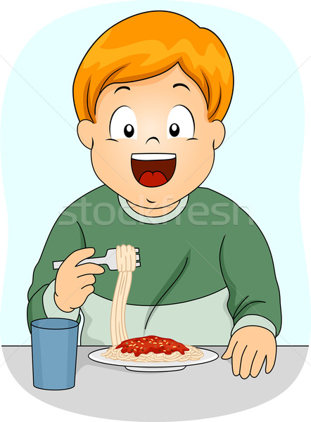 спагетти мальчика иллюстрация еды ребенка молодые Сток-фото © lenm