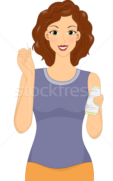 Weiblichen Kanalisation Illustration Frau halten Nadel Stock foto © lenm