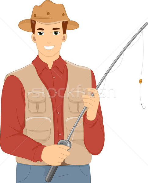 Homme pêche illustration gilet correspondant Photo stock © lenm