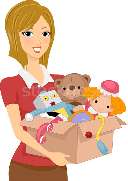 Caixa brinquedos ilustração menina completo Foto stock © lenm