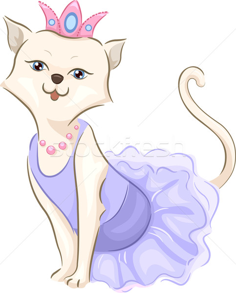 Chat robe illustration cute tiare [[stock_photo]] © lenm