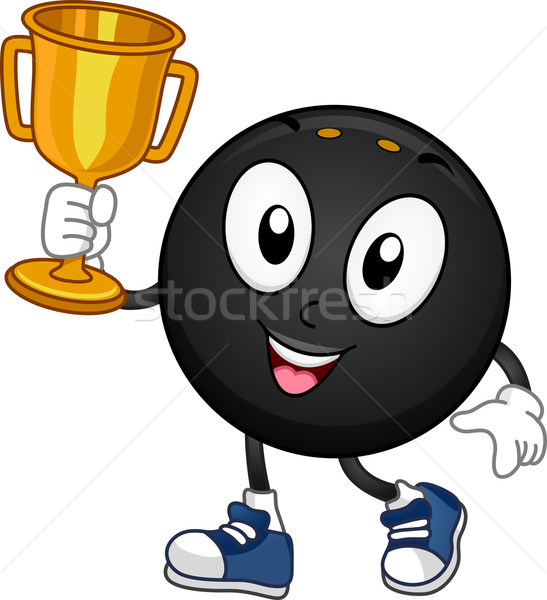 Squash mascotte trophée illustration balle Photo stock © lenm