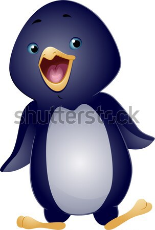 Pinguin desen animat drăguţ vector ilustrare Imagine de stoc © lenm