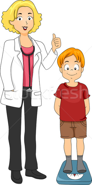 Peso medição ilustração criança mulher médico Foto stock © lenm