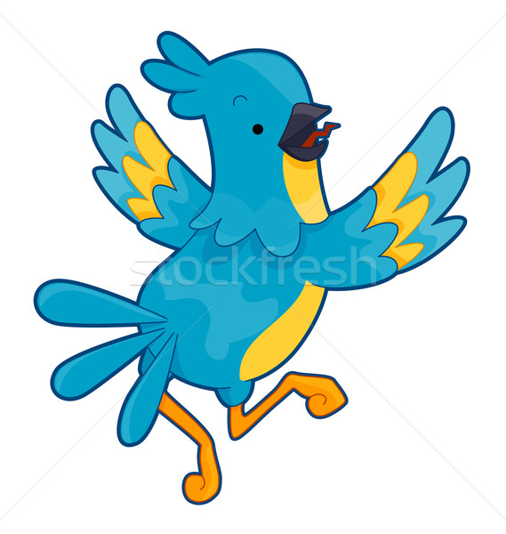 Foto stock: Bonitinho · papagaio · voar · desenho · animado · animal · de · estimação