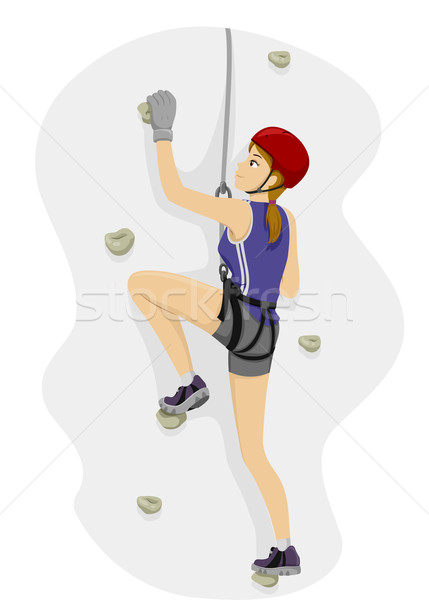 Hegymászás illusztráció lány sportok digitális fiatalság Stock fotó © lenm
