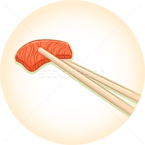 [[stock_photo]]: Baguettes · poissons · viande · illustration · paire