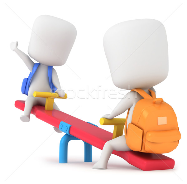 Wippe 3D-Darstellung Kinder spielen Kinder Kinder kid Stock foto © lenm