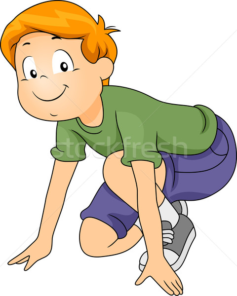 Sprint kid Illustration bereit Junge Rennen Stock foto © lenm