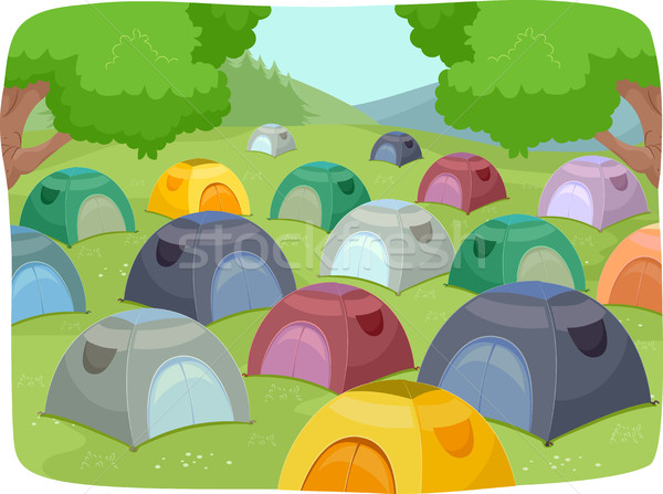 Campingplatz Illustration Sommer Wald Zelt Abenteuer Stock foto © lenm