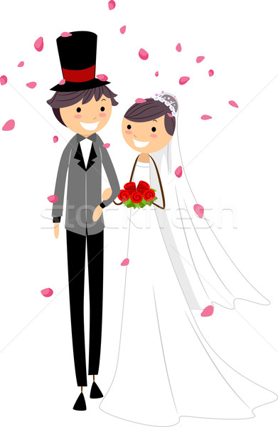 Düğün yaprakları örnek yeni evliler kız çift Stok fotoğraf © lenm