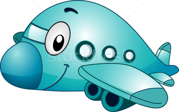 Vliegtuig mascotte illustratie cartoon vlucht vliegtuig Stockfoto © lenm