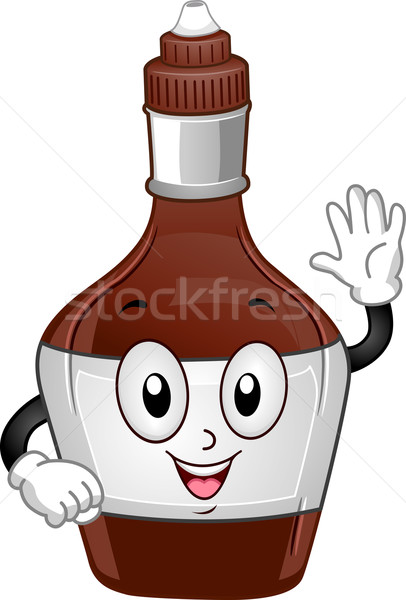 Foto stock: Jarabe · de · chocolate · mascota · ilustración · botella · ola