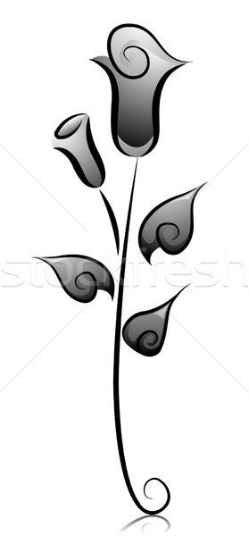 ストックフォト: バラ · つぼみ · 黒白 · 実例 · デザイン · 黒と白の