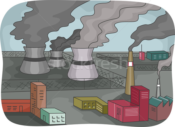 Power Plant Pollution Stock photo © lenm