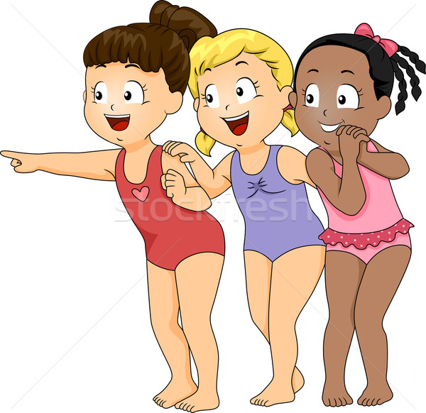 Fürdőruha lányok illusztráció kislányok fürdik öltönyök Stock fotó © lenm
