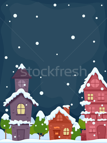 Snow Village Night Stock photo © lenm