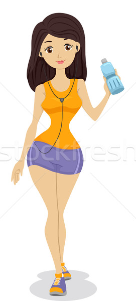 Walking Girl with Bottle of Water Stock photo © lenm