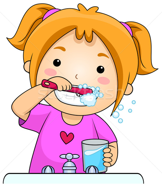 Kid Brushing Teeth Vector Illustration C Lenm Stockfresh