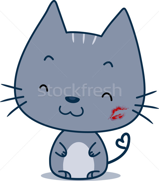 Stock fotó: Macska · csók · osztályzat · illusztráció · állat · rajz