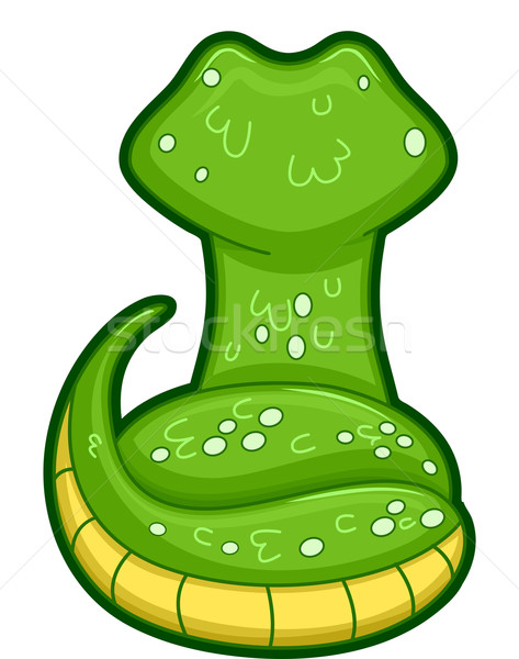 Serpiente atrás ilustración verde vista cute Foto stock © lenm