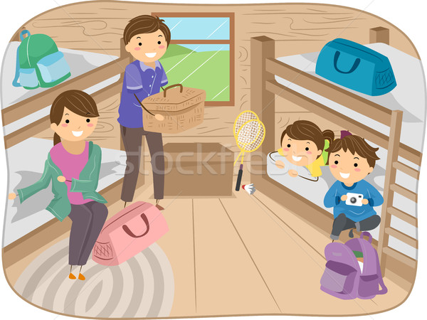 Famille cabine camp illustration à l'intérieur enfants Photo stock © lenm