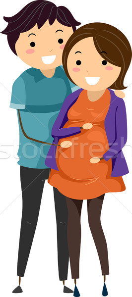 Pregnant Stickwoman and Husband Stock photo © lenm