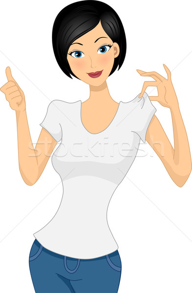 Weiß Shirt Illustration Frau tragen Mädchen Stock foto © lenm