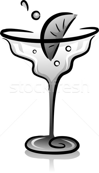 Cocktail verre illustration blanc noir design boissons [[stock_photo]] © lenm