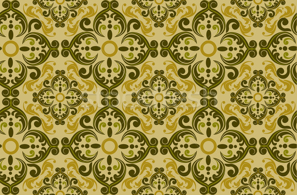 Sem costura damasco padrão verde papel de parede amarelo Foto stock © lenm