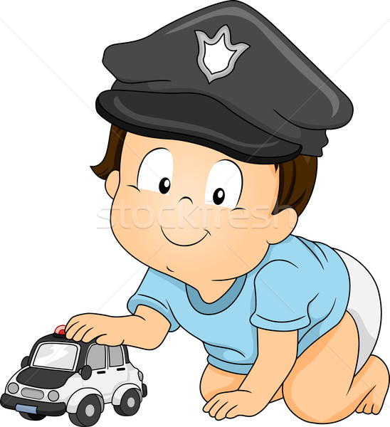 Baby policjant ilustracja chłopca policji Zdjęcia stock © lenm