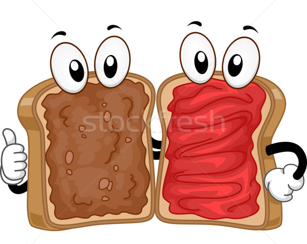 Mascote manteiga de amendoim congestionamento sanduíche ilustração sanduíches Foto stock © lenm