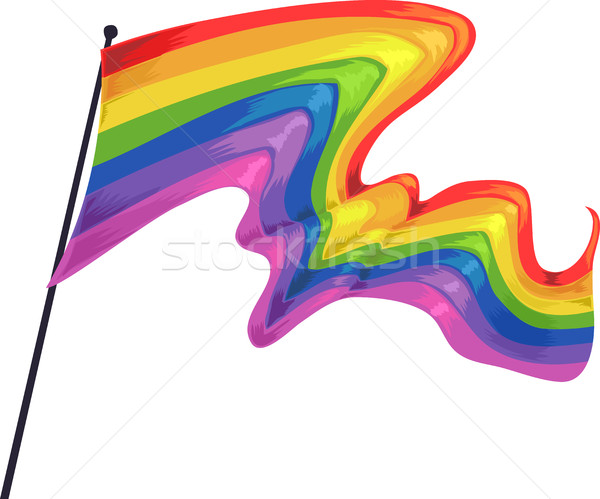 Stolz Flagge Regenbogen Welle Illustration Homosexuell Stock foto © lenm