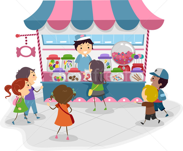 Cukorka bolt illusztráció gyerekek gyermek fiú Stock fotó © lenm