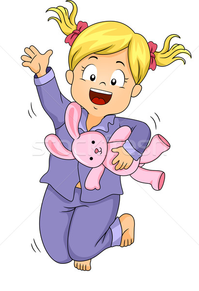 Ugrás lány illusztráció kislány pizsama ugrik Stock fotó © lenm