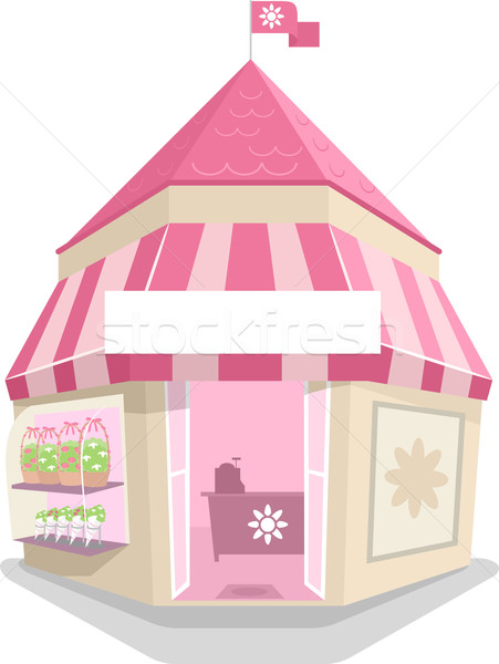 Grillig illustratie gekleurd roze gebouw Stockfoto © lenm