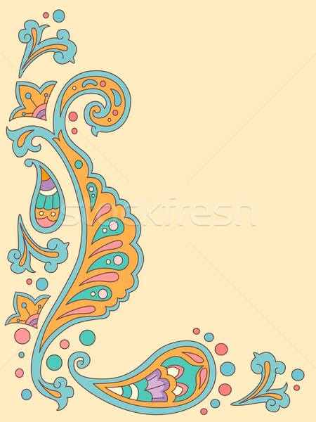 Sınır örnek dekore edilmiş bez grafik etnik Stok fotoğraf © lenm