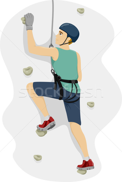 Teen Guy mur escalade illustration Photo stock © lenm